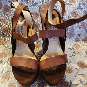Jimmy Choo Leather Platform Sandal Heels